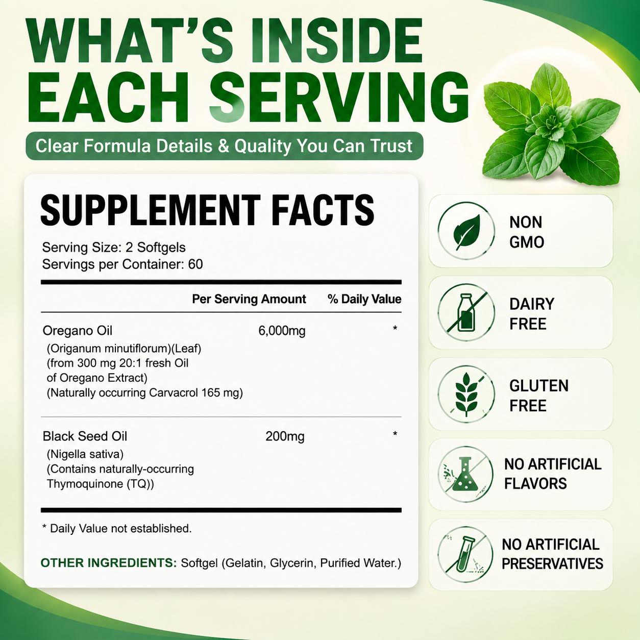 Minyak Oregano Liar dengan Sof - Black Seed Oil Capsule ulasan dan harga